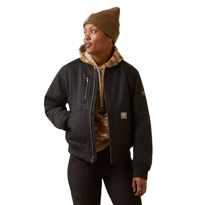 Ariat Rebar Stretch Canvas Bomber Jacket - Black  from GME Supply